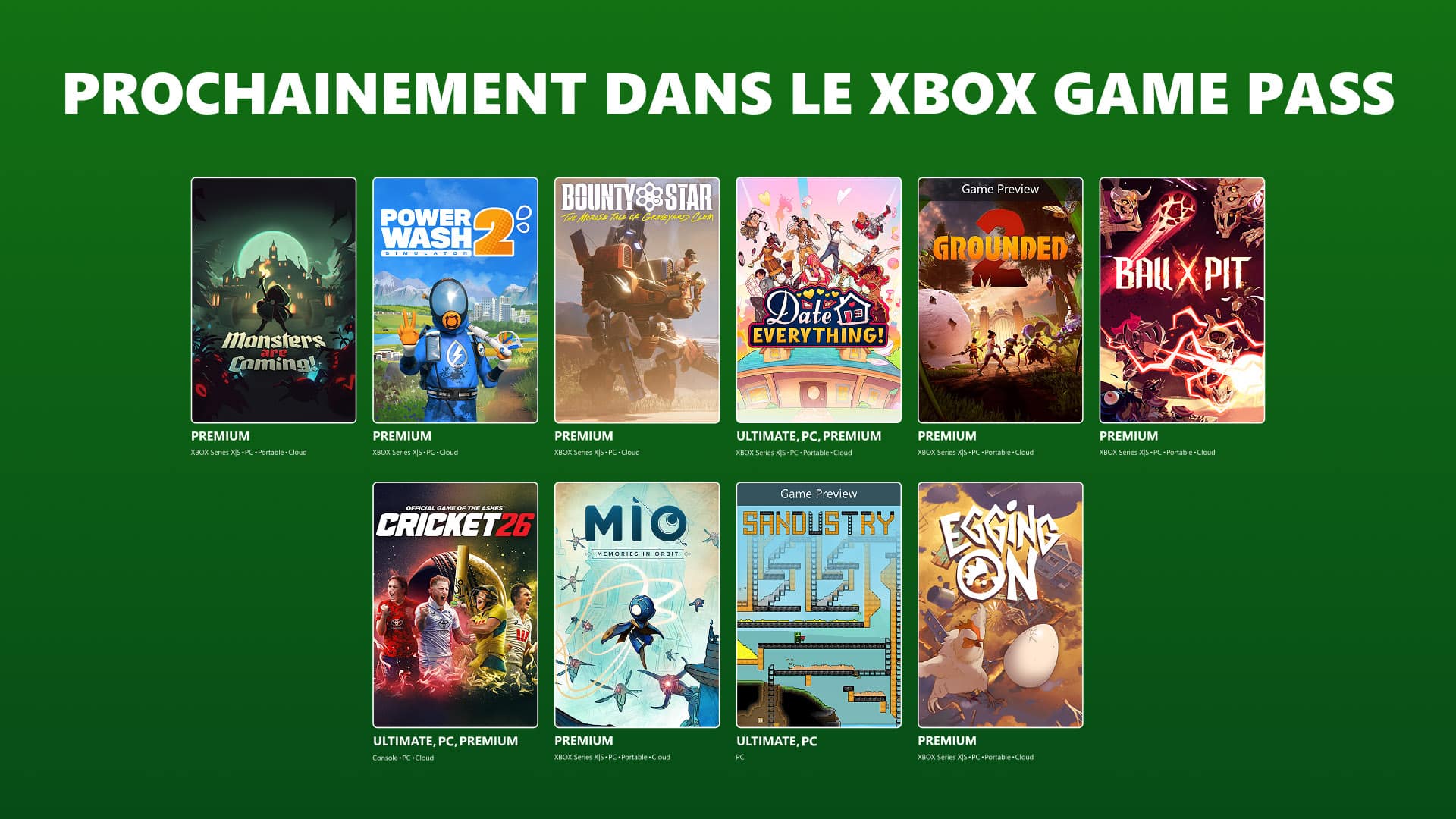 jeux vidéo disponibles dans le xbox game pass en août 2026