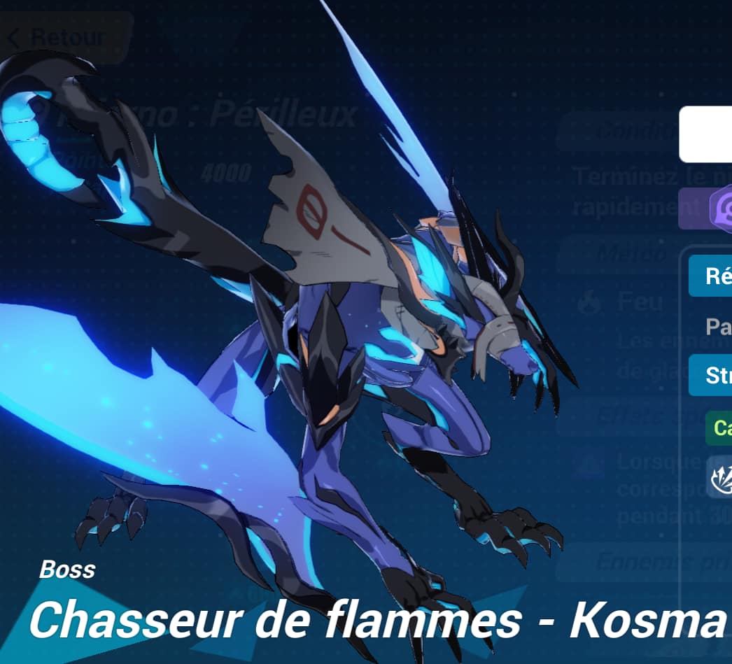 photo du boss chasseur de flammes kosma dans le jeu video honkai impact 3rd