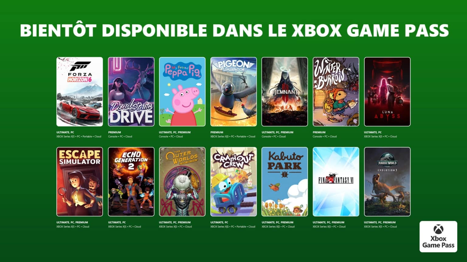 jeux disponibles dans le xbox game pass en mai et juin 2026