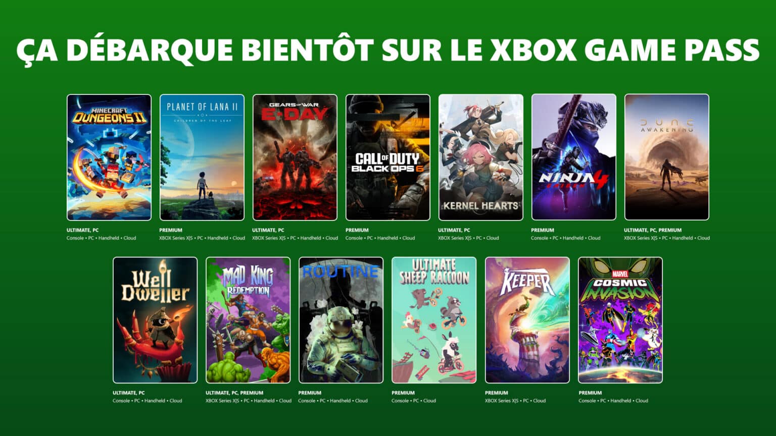 jeux vidéos disponibles dans le xbox game pass en septembre et octobre 2026