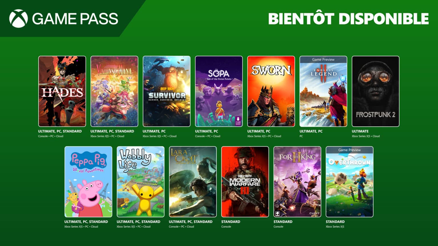 Nouveautés du Xbox Game Pass Septembre/Octobre 2025