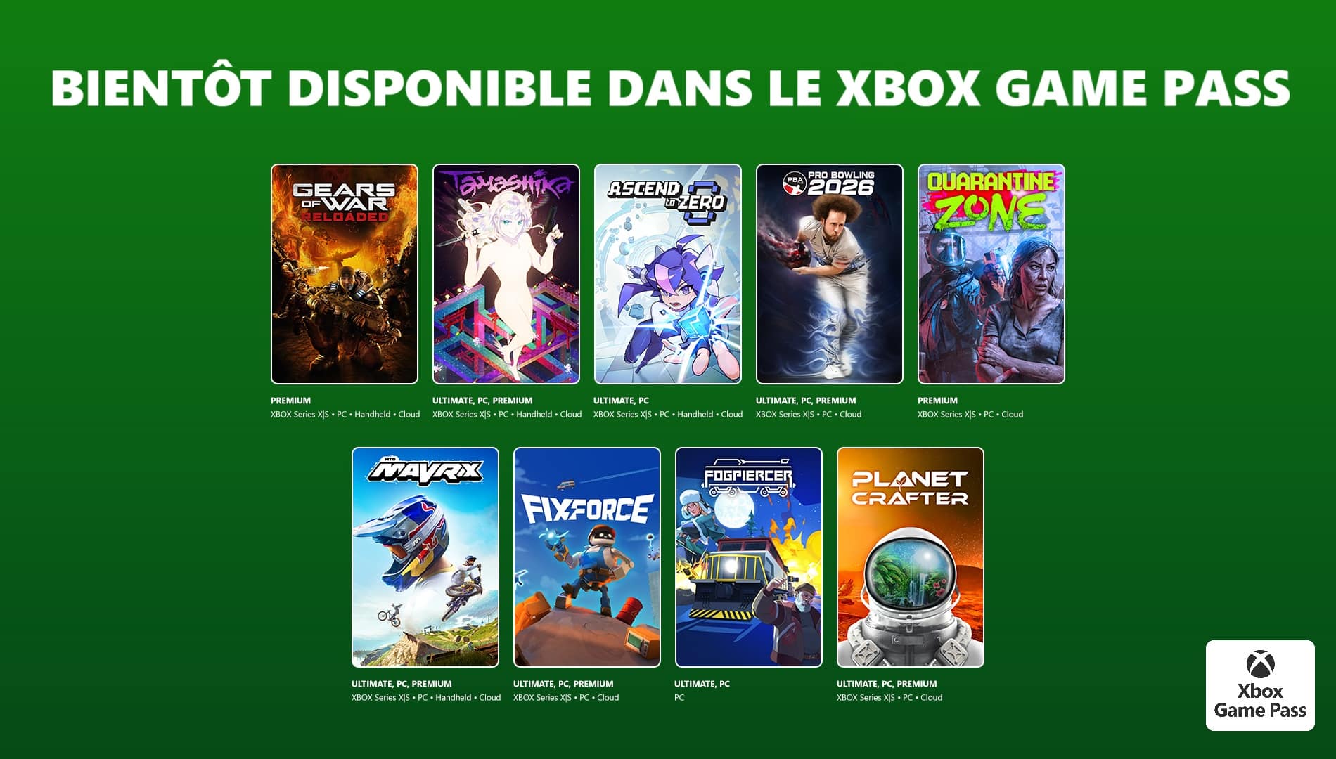 jeux disponibles dans le xbox game pass en juillet 2026