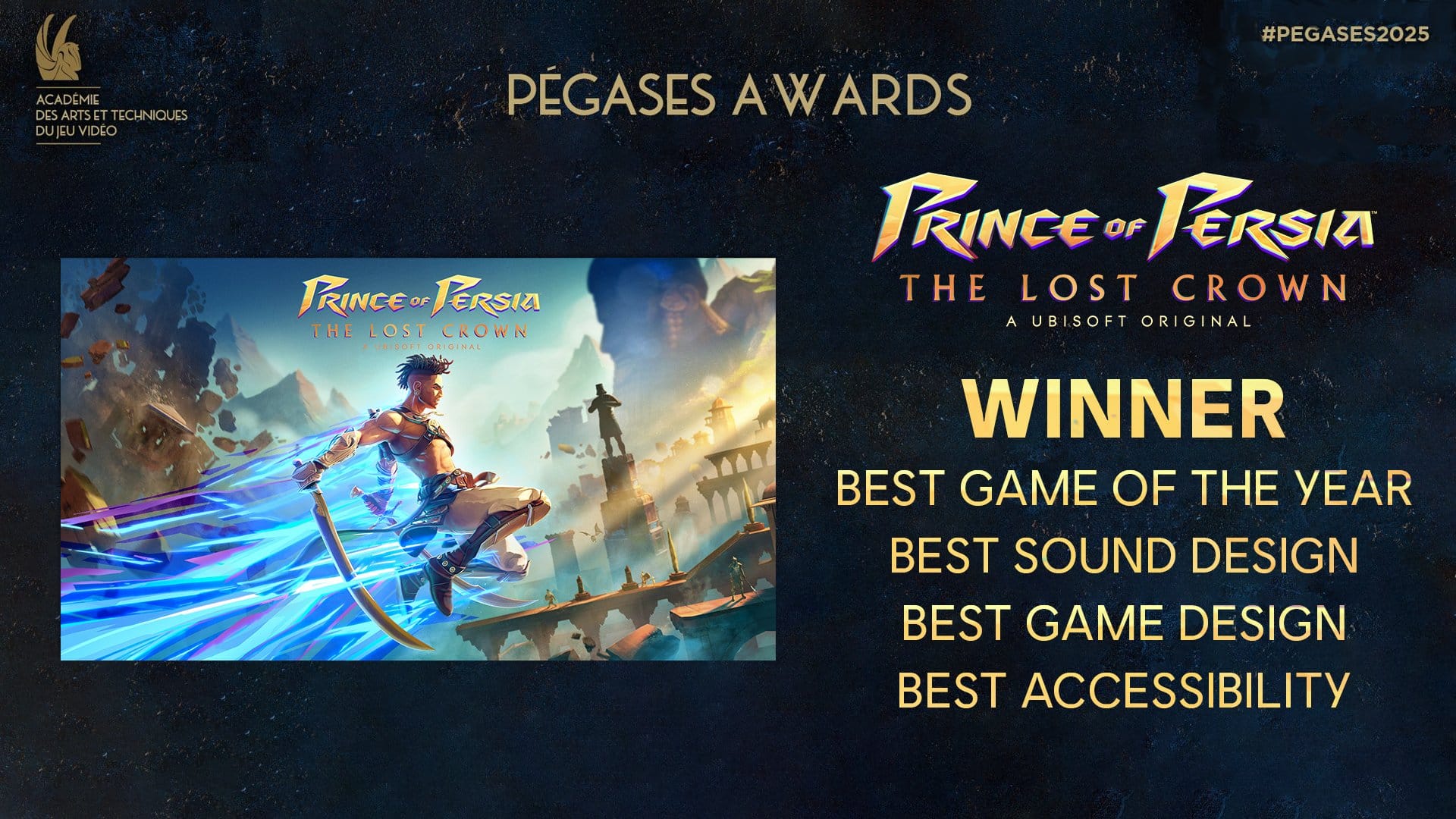 photo du jeu vidéo Prince of Persia The Last Crown gagnant dans plusieurs catégories des Pégases 2025