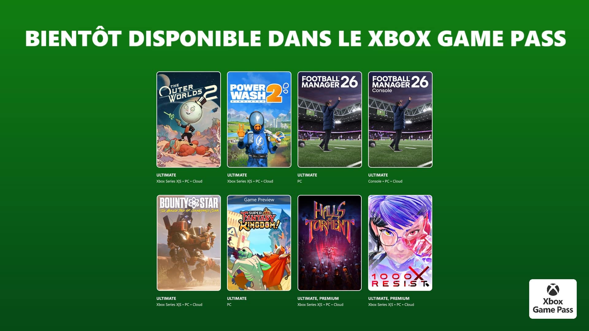 Nouveautés du Xbox Game Pass : Octobre/Novembre 2025