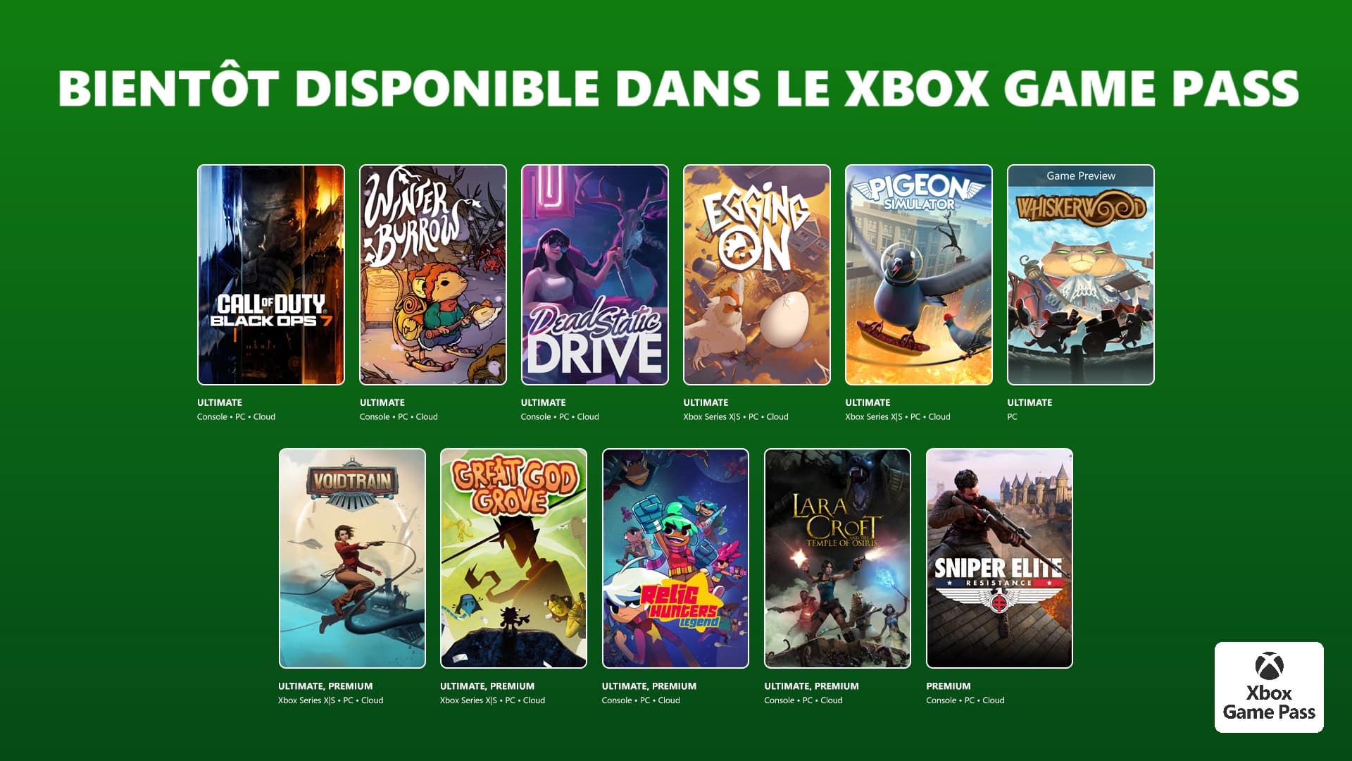 Nouveautés du Xbox Game Pass : Novembre 2025