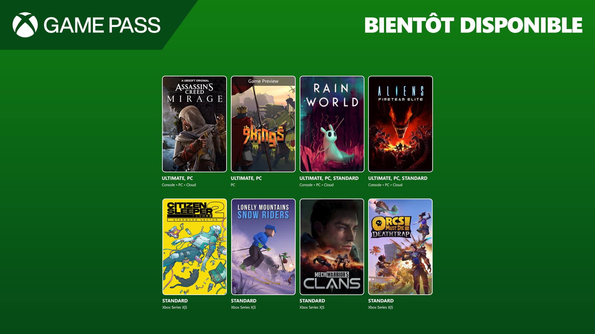 Nouveautés du Xbox Game Pass en Août 2025