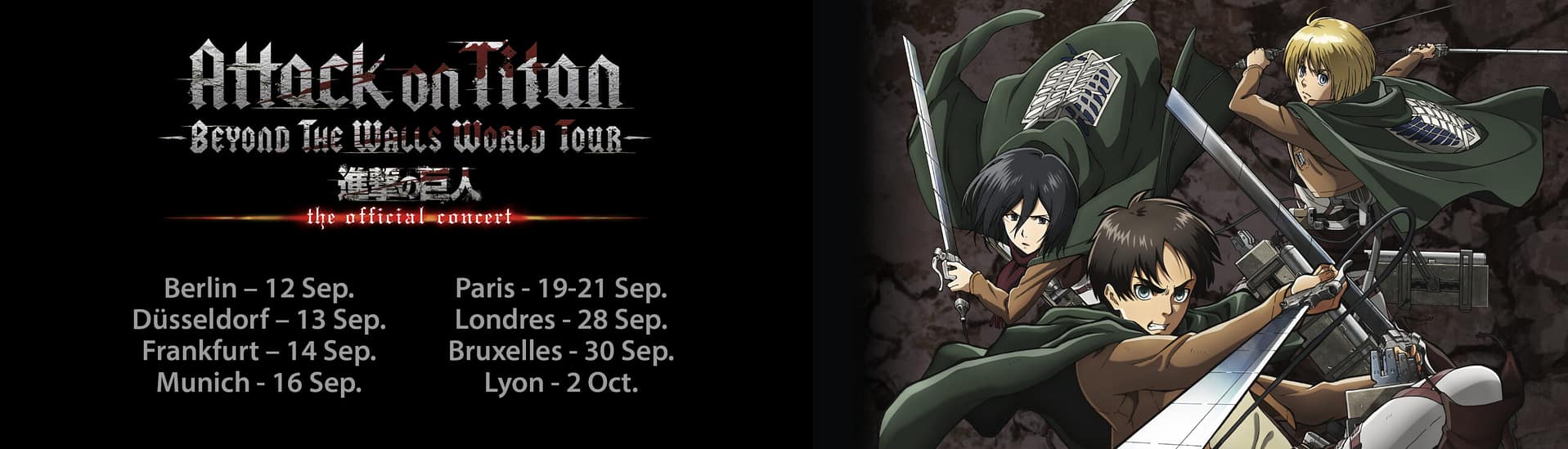 photo annonçant les dates europeennes de la tournée de concerts l'attaque des titans beyond the walls world tour