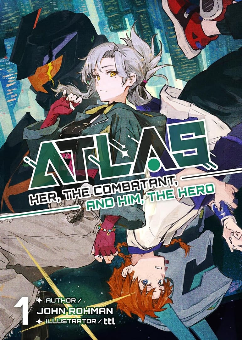 couverture du volume 1 du light novel ATLAS Her, the Combatant, and Him, the Hero